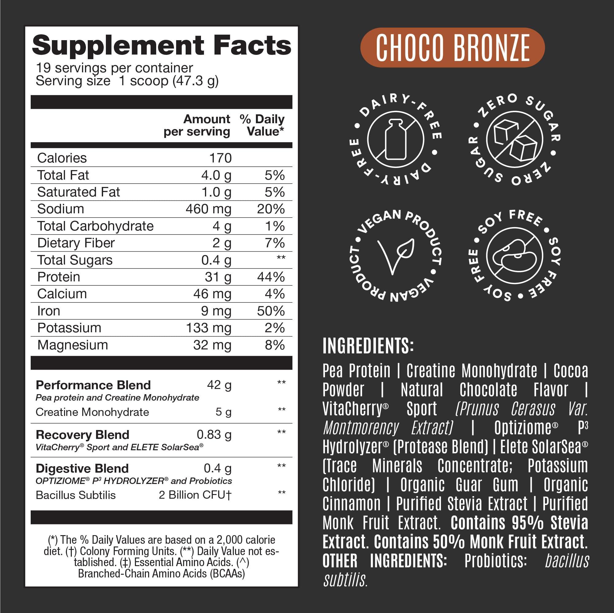 BIRDMAN Birdman Falcon Performance Vegan Protein Powder, 31g Protein, 5g Creatine, 5g BCAA, Probiotics, Electrolytes, Pre Workout, Low Carb, Sugar Free & Dairy Free, Plant Based Chocolate Protein -19 servings