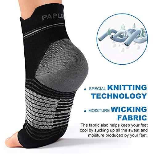 PAPLUS Plantar Fasciitis Sock (6 Pairs) for Men and Women, Compression Foot Sleeves with Arch and Ankle Support (Black, Medium)