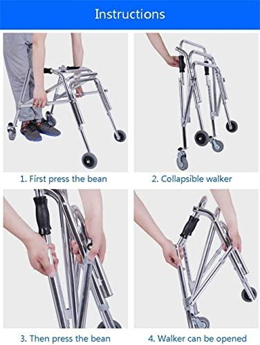 NYDCTHOM Folding Walker for Kids with Wheels,Aluminum Alloy Height Adjustable Walker, Lightweight Posterior Rollator Walker,Anti-Backward Size Kids Walker for Disabled Injured Rehabilitation Training