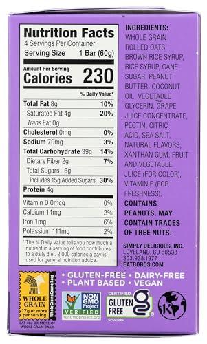 Bobo\'s Bobo\'s Oat Bars Grape Jam PB&Js 4 Count, 8.4 OZ