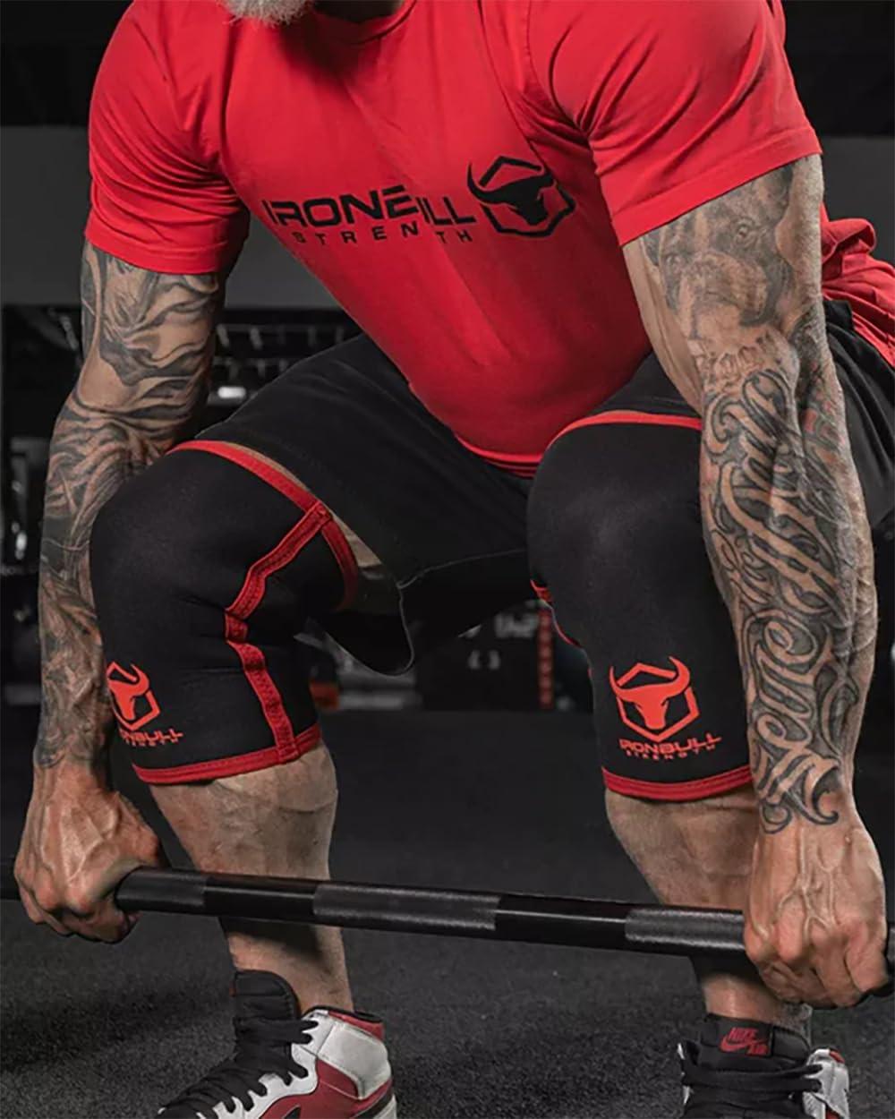 Iron Bull Strength Iron Bull Strength Knee Sleeves for Powerlifting (7mm) - Weightlifting Knee Compression Sleeve for Squats - Knee Brace Support for Gym, Workout, Fitness (Small)