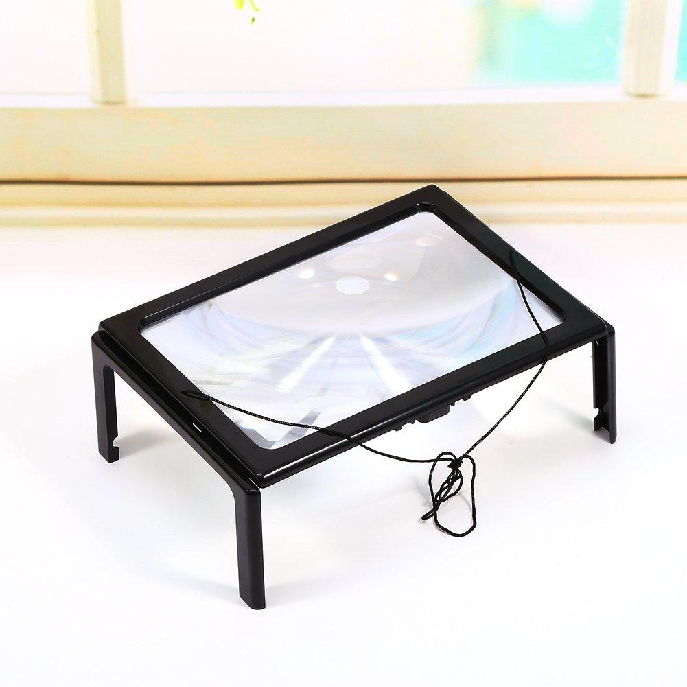Yosoo Hands Free 3X Magnifying Glass A4 Page with Light LED Magnifier for Reading Readers Book Textbook Magazine Material