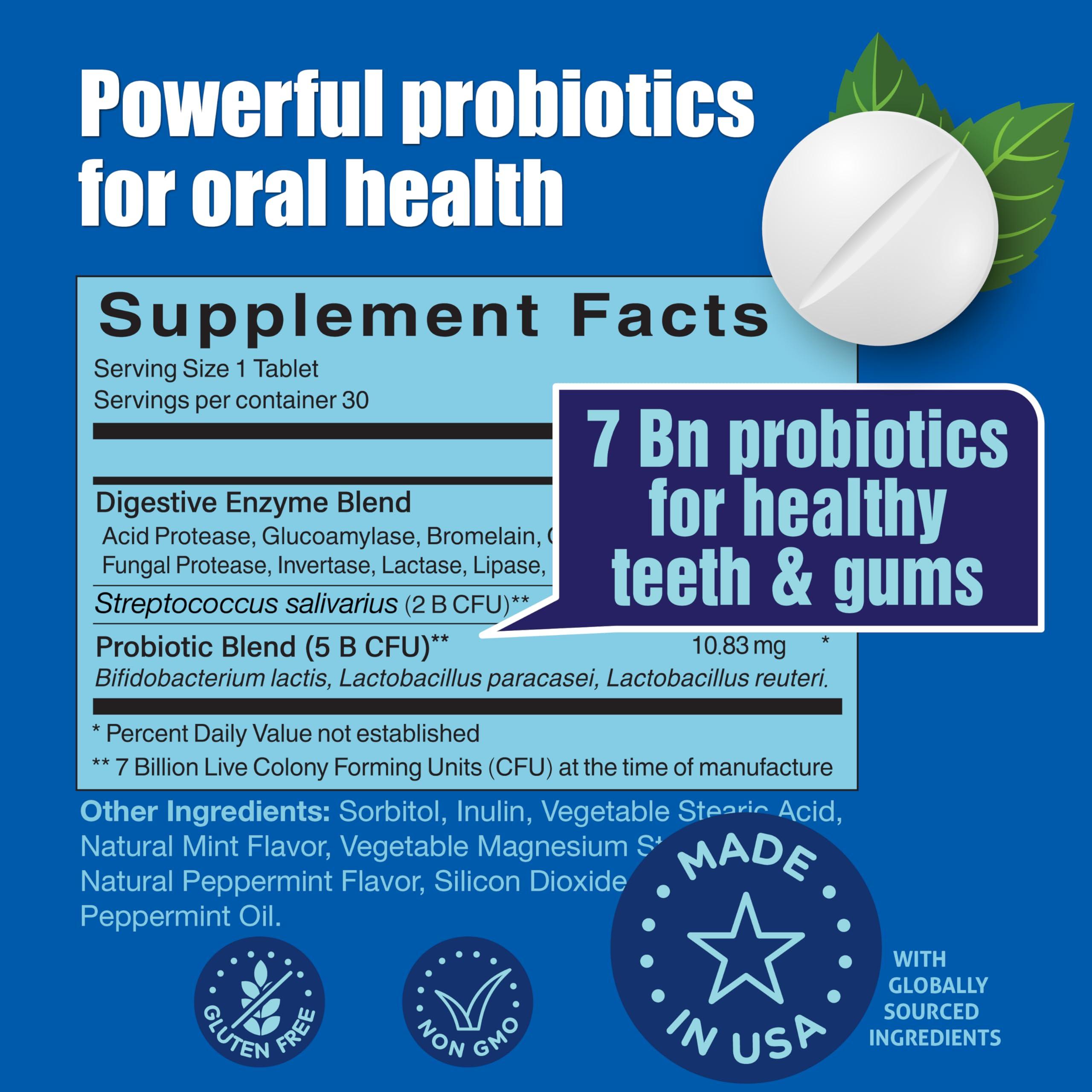 Probiotiv Probiotiv Oral Probiotics for Mouth Bad Breath 7 Billion CFU - Chewable Dental Probiotics for Teeth and Gums, Fresh Breath Freshener, Combats Dry Mouth, Halitosis, Tonsil Stone & Gingivitis Treatment