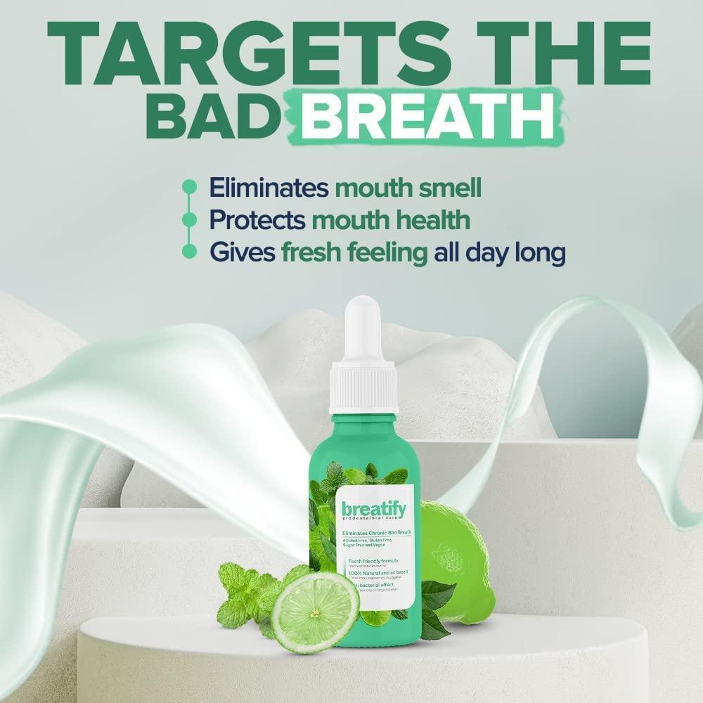 BREATIFY BREATIFY Bad Breath Treatment  Dry and Bad Mouth Smell Removing Drops  Easy to Carry and Handy Fresh Breath Oil serum, 20 mL, 0.68 Oz (Pack of 1, 0.68 Oz)