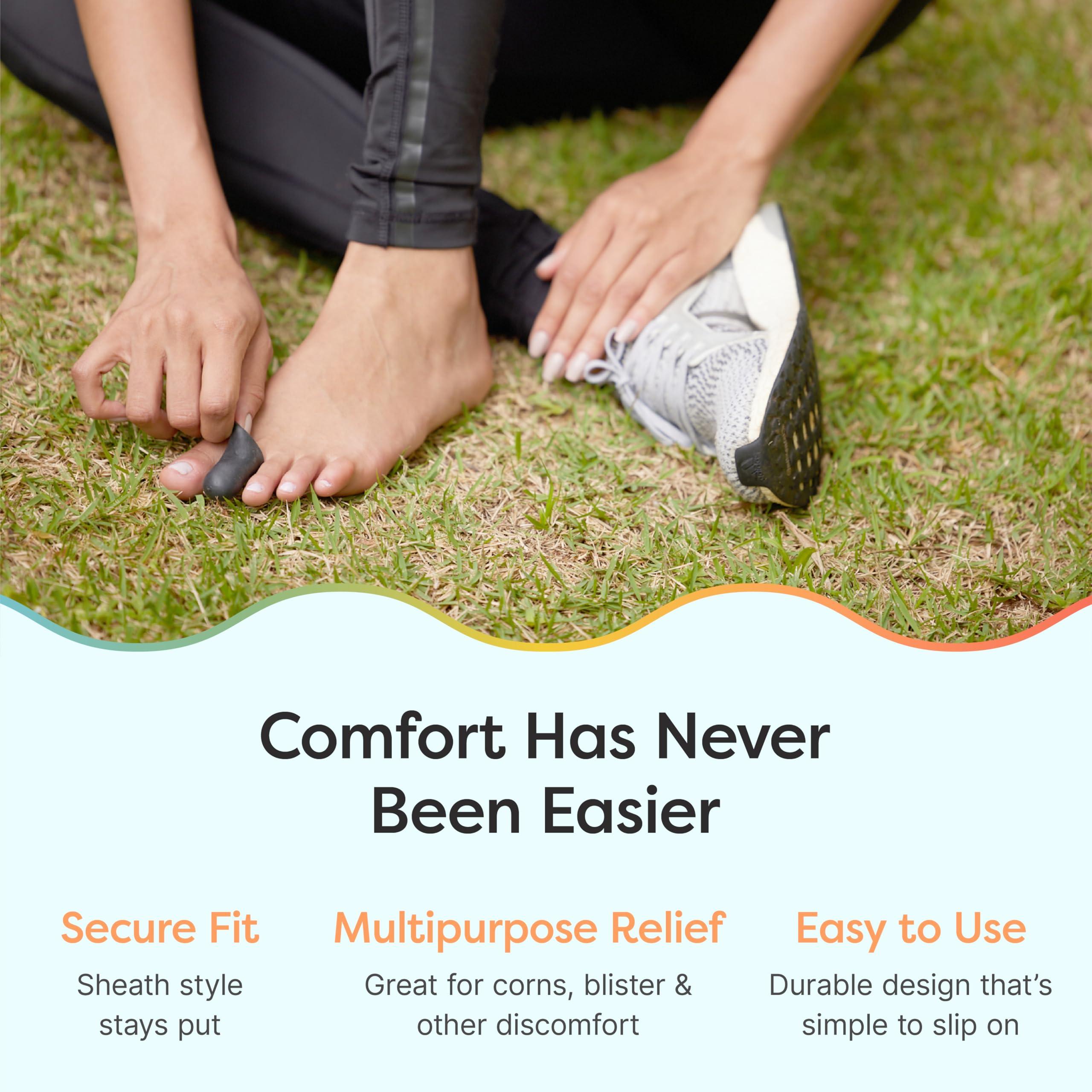 ZenToes ZenToes 6 Pack Gel Toe Cap and Protector - Cushions and Protects to Provide Relief from Missing or Ingrown Toenails, Corns, Blisters, Hammer Toes (Large, Black)