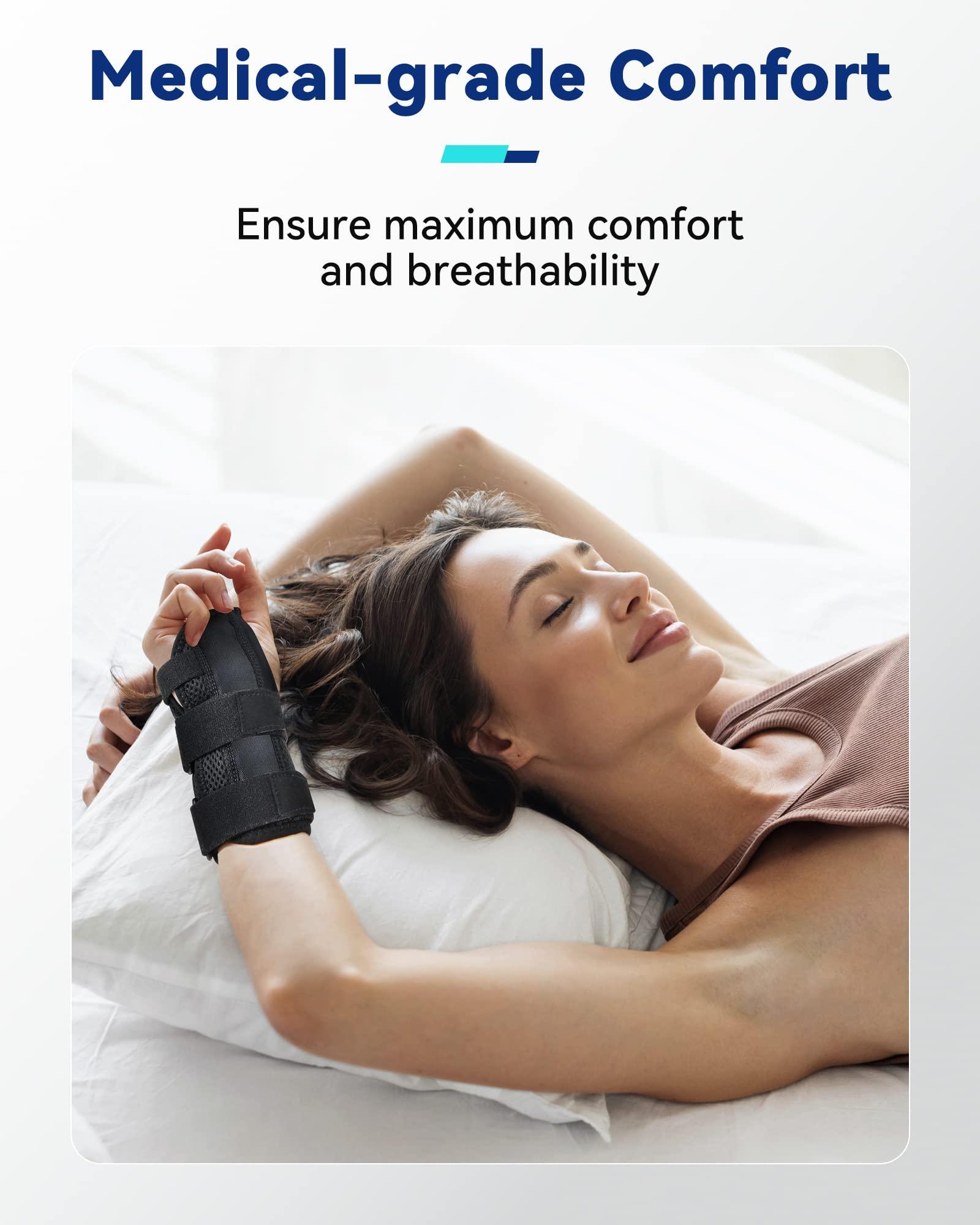 Fitomo Fitomo Carpal Tunnel Wrist Brace Night Support with 3 Metal Splints for Sleeping and Soft Thumb Opening, Adjustable Wrist Support Hand Brace for Tendonitis Arthritis Sprains, 1 Unit, Right Hand