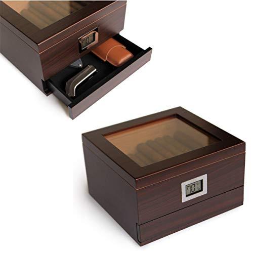 CASE ELEGANCE CASE ELEGANCE - Renzo Glass Top Humidor, Lighter, Cutter, and Travel Case Bundle