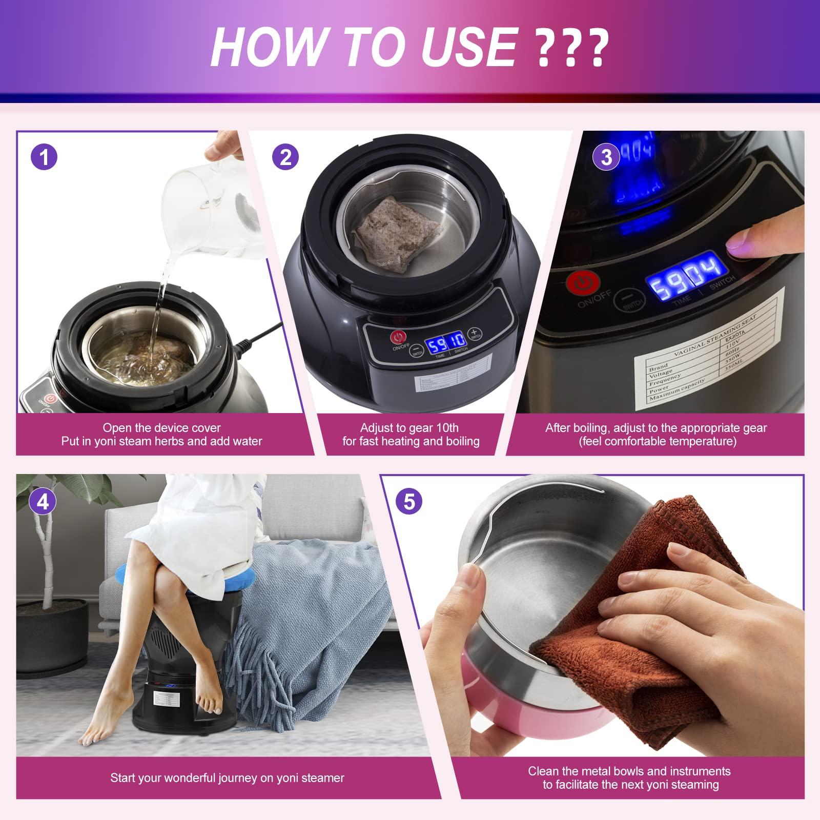 EXJIOTA EXJIOTA Yoni Steam Seat, Yoni Steam kit with Yoni steaming pot & Steaming Herbs (20 Steams) & U Cushion, V Steam at Home Kit Uses for Women PH Balance, Cleansing, Postpartum care, Menstrual Support