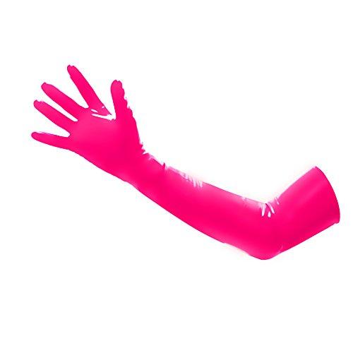 EXLATEX EXLATEX Latex Rubber Black Long Gloves Outfits Accessory Plus Size (Large, Pink)
