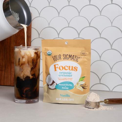 Four Sigmatic Four Sigmatic Think Vanilla Coconut Coffee Creamer | Organic Non Dairy Coffee Creamer with Lions Mane and L-theanine | Vanilla, 4.23 oz