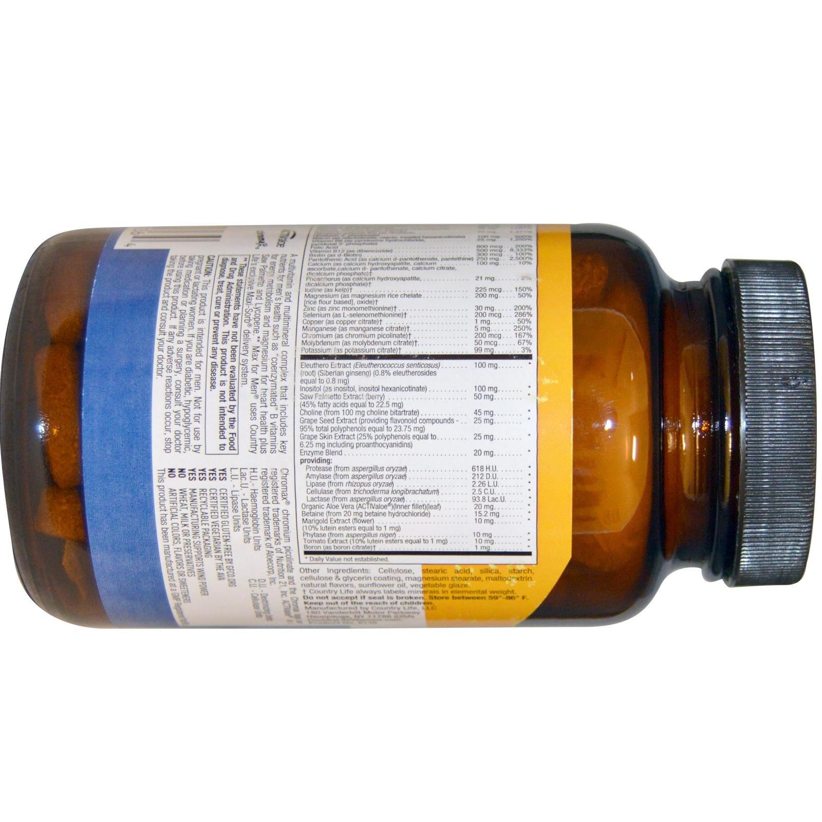 Country Life COUNTRY LIFE VITAMINS MAX FOR MEN, 120 TAB