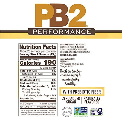 PB2 PB2 Performance Peanut Protein Powder with Madagascar Vanilla [2 lb/32 oz Jar] 20g of Vegan Plant Based Protein Powder, Non GMO, Gluten Free, Non Dairy