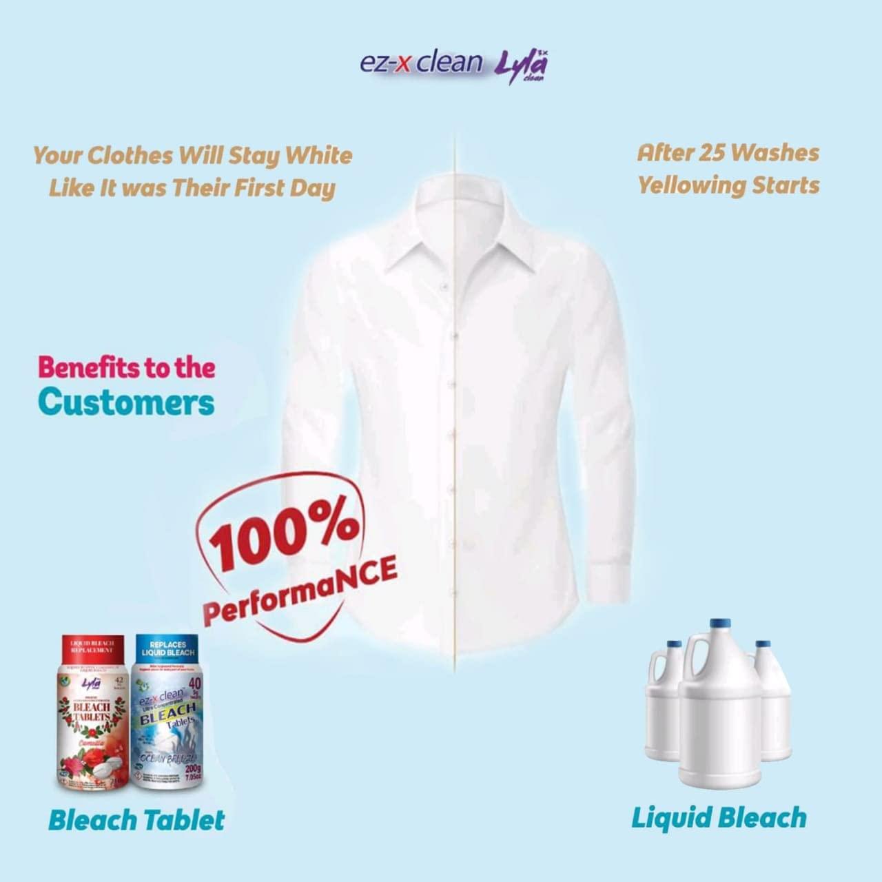 Lyla 3x clean Lyla 3X Clean Ultra Max Bleach Tablets for Laundry and Cleaning. 42 Tablets 7.4 OZ Phosphate Free Replaces Liquid Bleach (Levander)