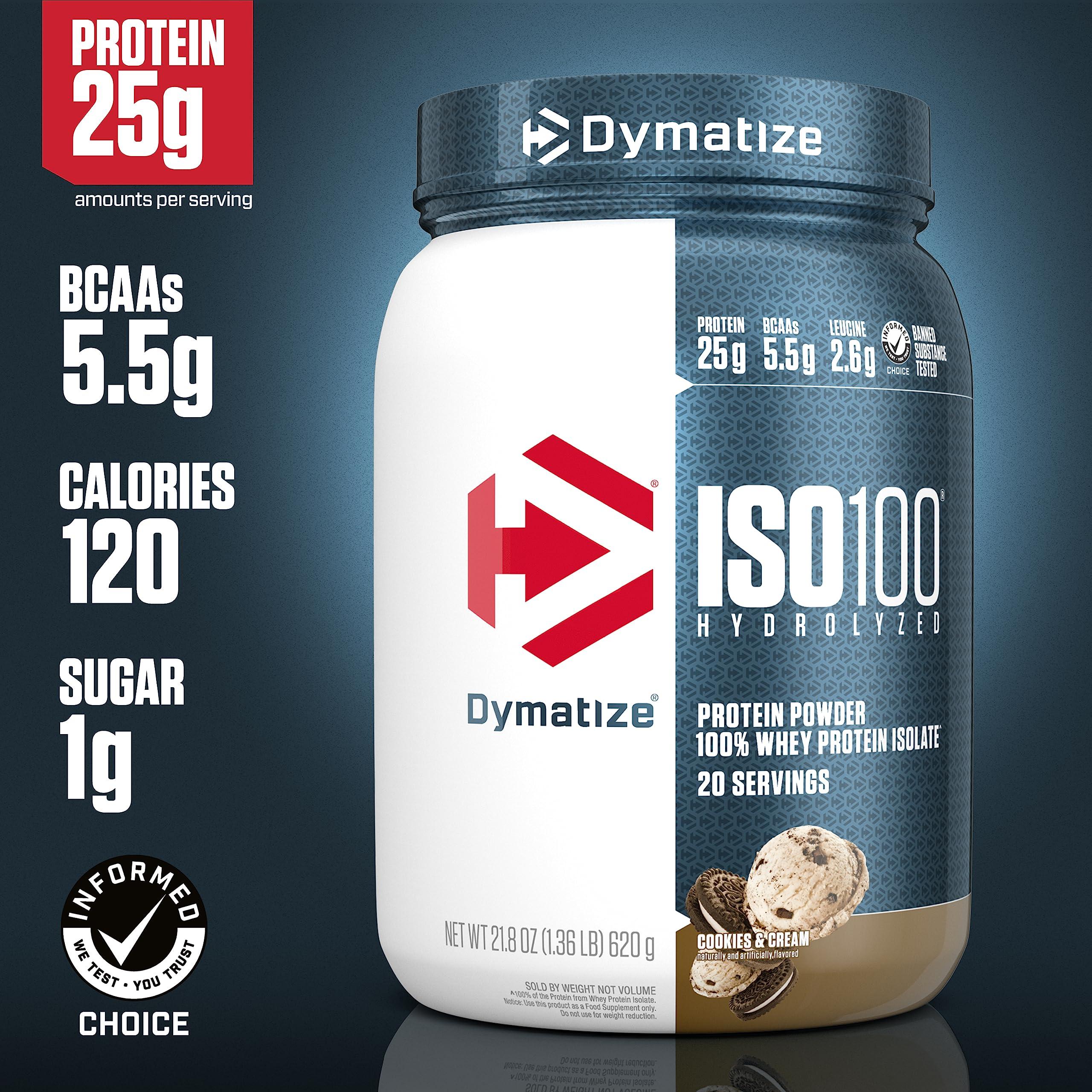 Dymatize Dymatize ISO100 Hydrolyzed Protein Powder, 100% Whey Isolate, Dunkin\' Glazed Donut Flavor, 20 Servings & ISO100 Hydrolyzed Protein Powder, 100% Whey Isolate Protein, 25g of Protein, 5.5g BCAAs