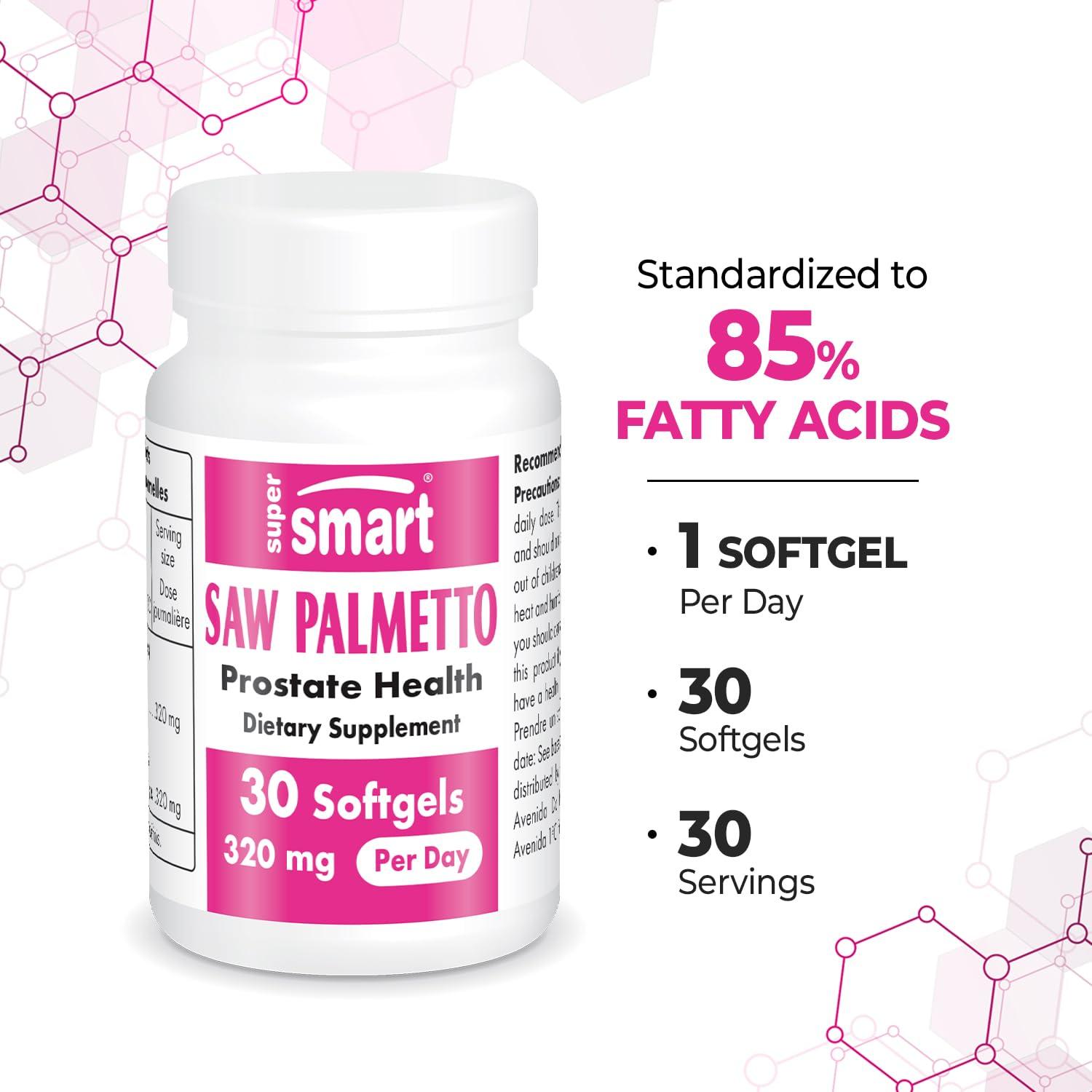 super smart Supersmart - Saw Palmetto 320 mg Per Day - Support Healthy Prostate & Urinary Tract - Natural Defense Supplement | Non-GMO & Gluten Free - 30 Softgels