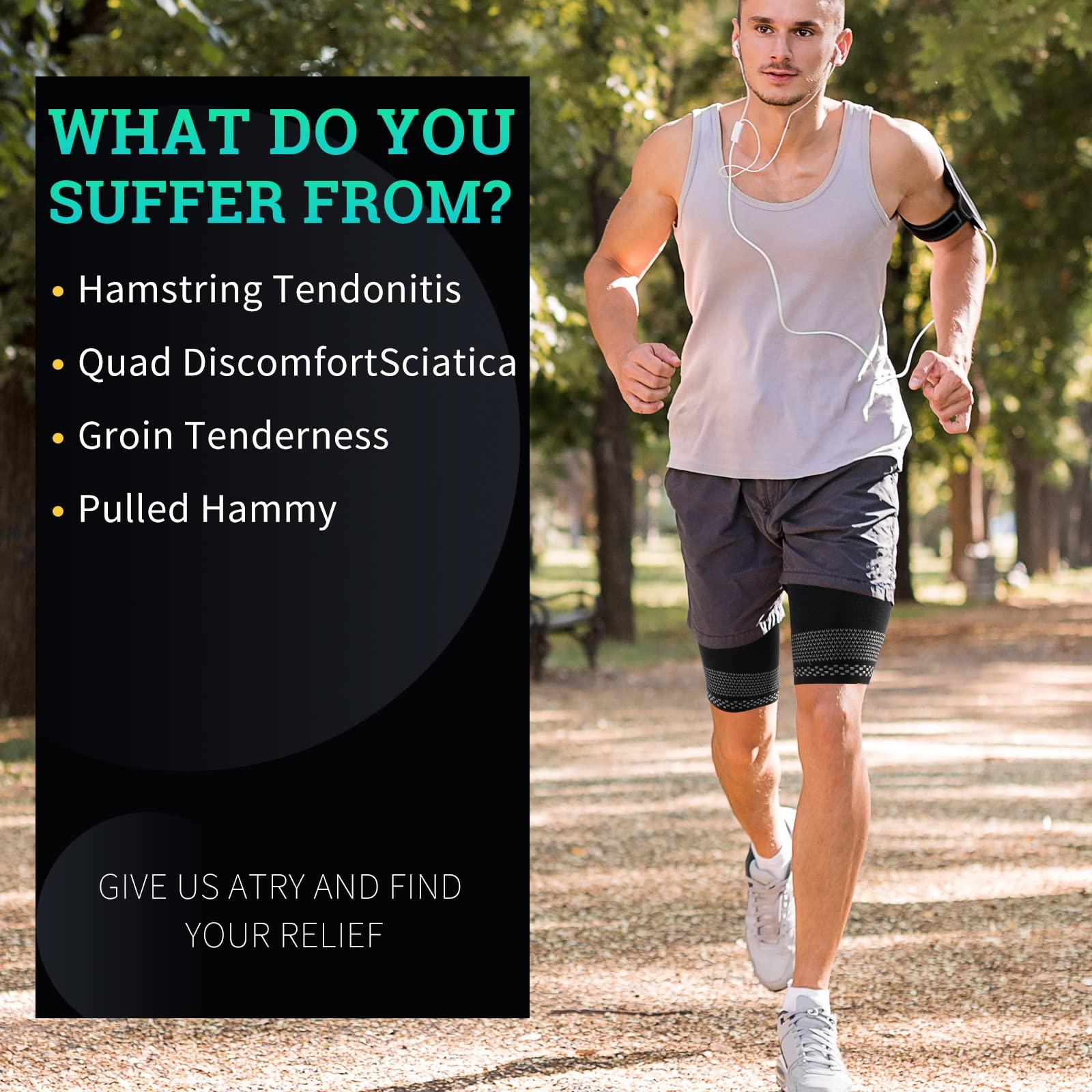 ABYON ABYON Thigh Compression Sleeves (Pair), Hamstring Compression Sleeve for Quad, Groin Pain Relief & Recovery, Thigh Brace Anti-Slip Upper Leg Sleeves for Men and Women, Thigh Support for Running