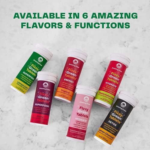 Amazing Grass Amazing Grass Fizzy Green Tablets Superfood Lemon Lime: Green Superfood Water Flavoring Tablet with Antioxidants & Alkalizing Greens, 60 Count (Packaging May Vary)