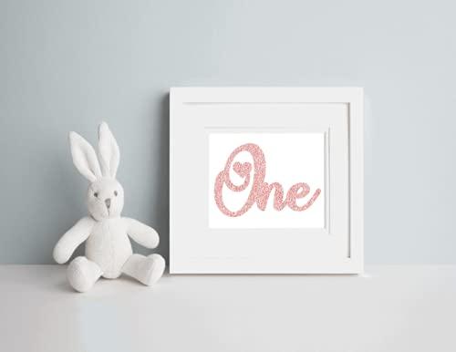 Amory 1st Birthday Cake Topper Decoration, Heart Theme One Cake Topper, Handmade, Double-Sided Rose Gold Glitter, Smash Cake, Photo Booth Prop, First Anniversary