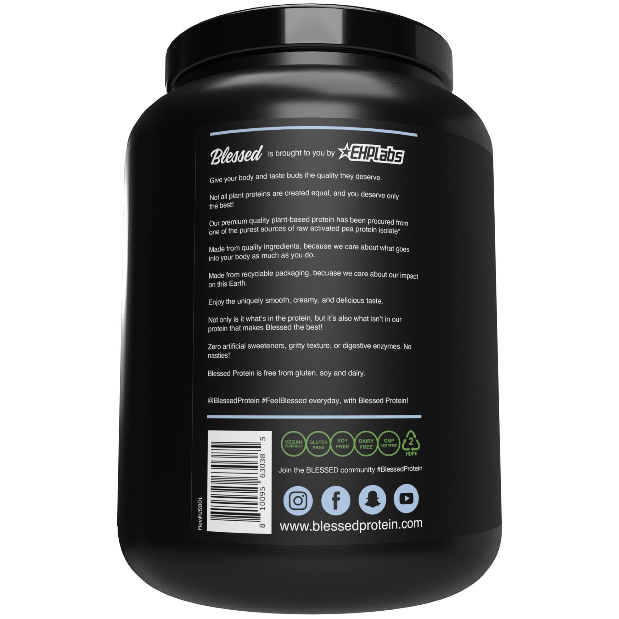 BLESSED BLESSED Vegan Protein Powder - Plant Based Protein Powder Meal Replacement Protein Shake, 23g of Pea Protein Powder, Dairy Free, Gluten Free, Soy Free, No Sugar Added, 30 Servings (Cookies & Cream)