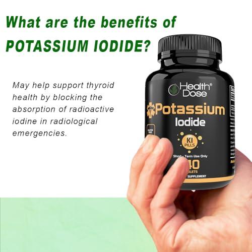 Health Dose Health Dose Potassium + Iodide (KI) Tablets 130mg 140 Tablets for Thyroid Support, Cellular Metabolism & Electrolyte Balance Non-GMO, Gluten-Free, GMP Certified, Pack of 2