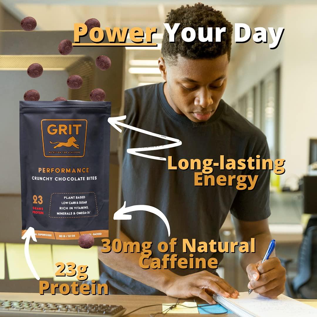 GRIT Superfoods Nutrition Bites Sampler Pack | 23-26g Protein | High Energy Pre-Workout and Joint Support Supplements | Muscle-Building and Endurance | Gluten Free, Keto, No Soy | GRIT Superfoods (60g, 4 pack)