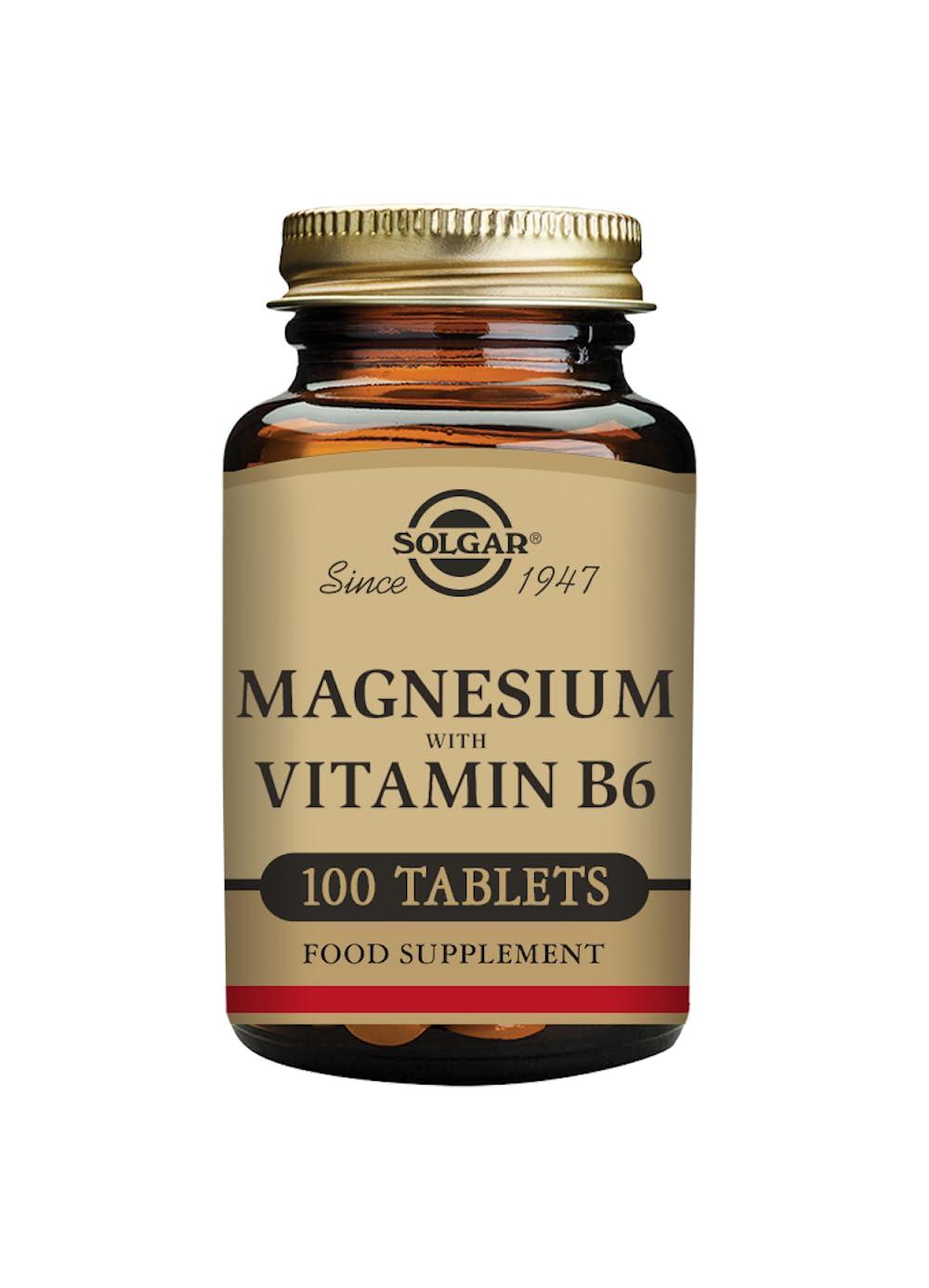 Solgar Solgar Magnesium with Vitamin B6 - 100 Tablets - Promotes Healthy Bone Mineralization, Supports Nerve & Muscle Function - Non-GMO, Gluten Free, Dairy Free, Kosher - 33 Servings