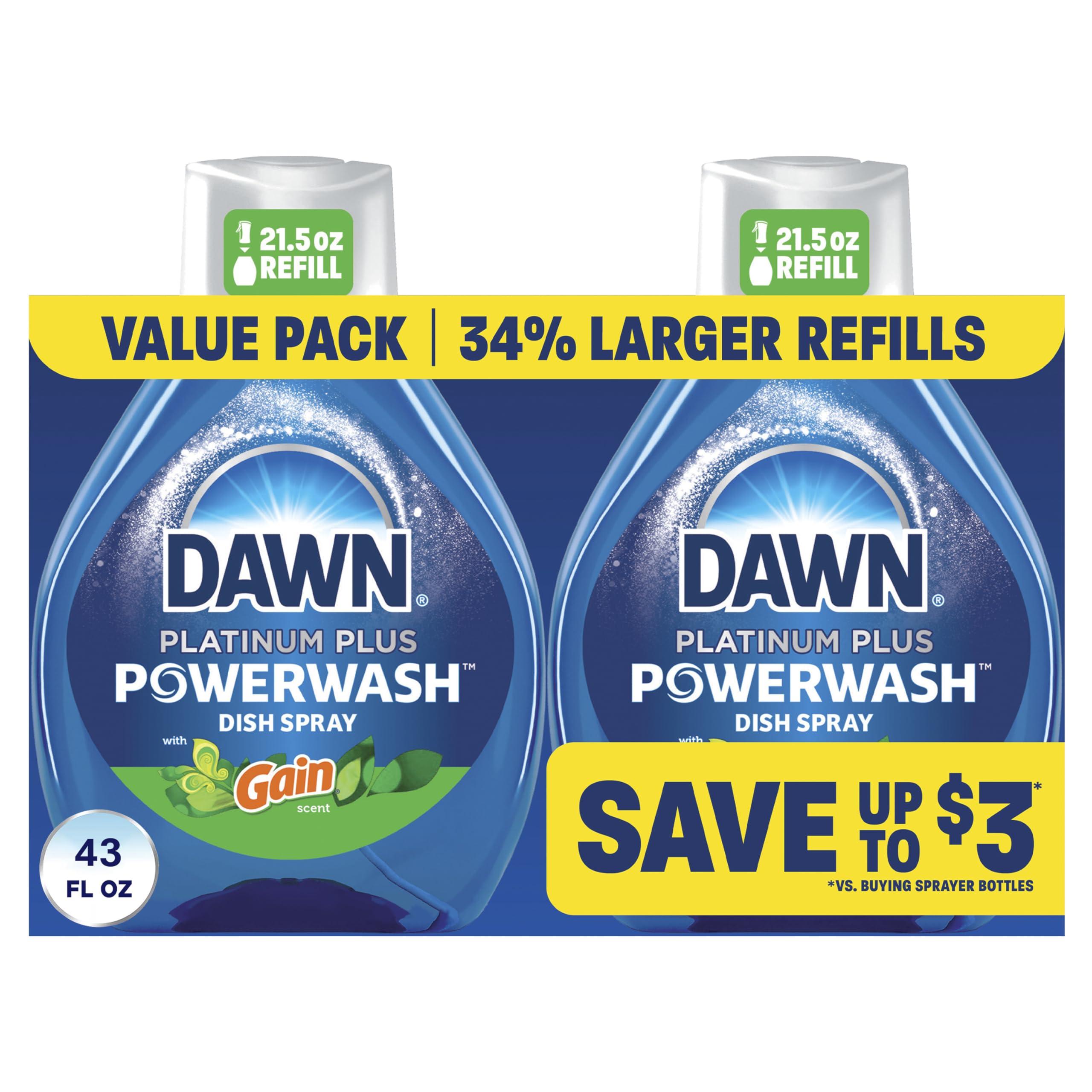 Dawn Dawn Powerwash Gain Original Dish Spray, Liquid Dish Soap 2 Refills, 43 Fl Oz