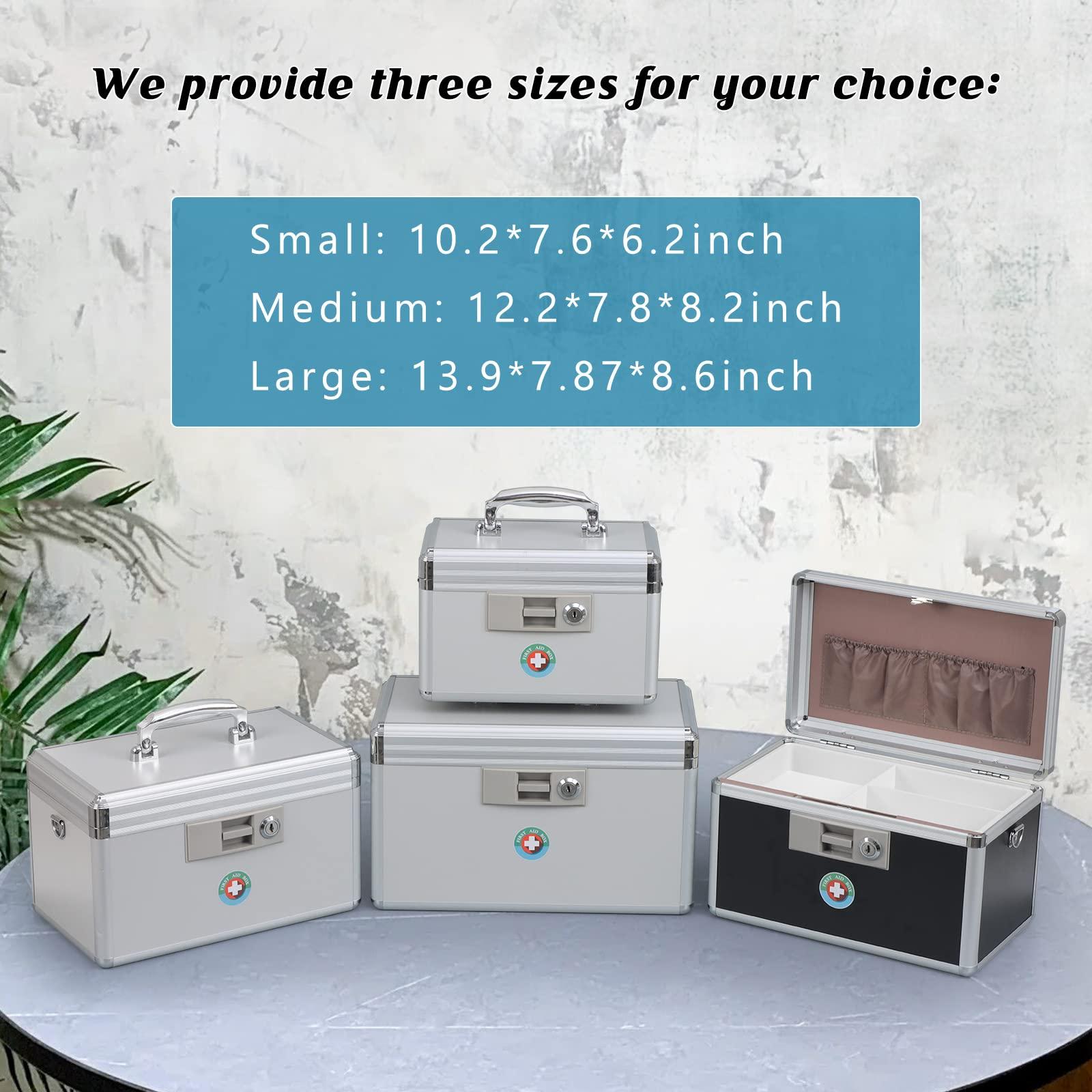 KYODOLED KYODOLED Locking Key Medicine Box,First Aid Key Safe Box with Lock,Key Medication Storage Lock Box for Drugs Use, 10.2\'\' x 6.2\'\' x 7.7\'\' White