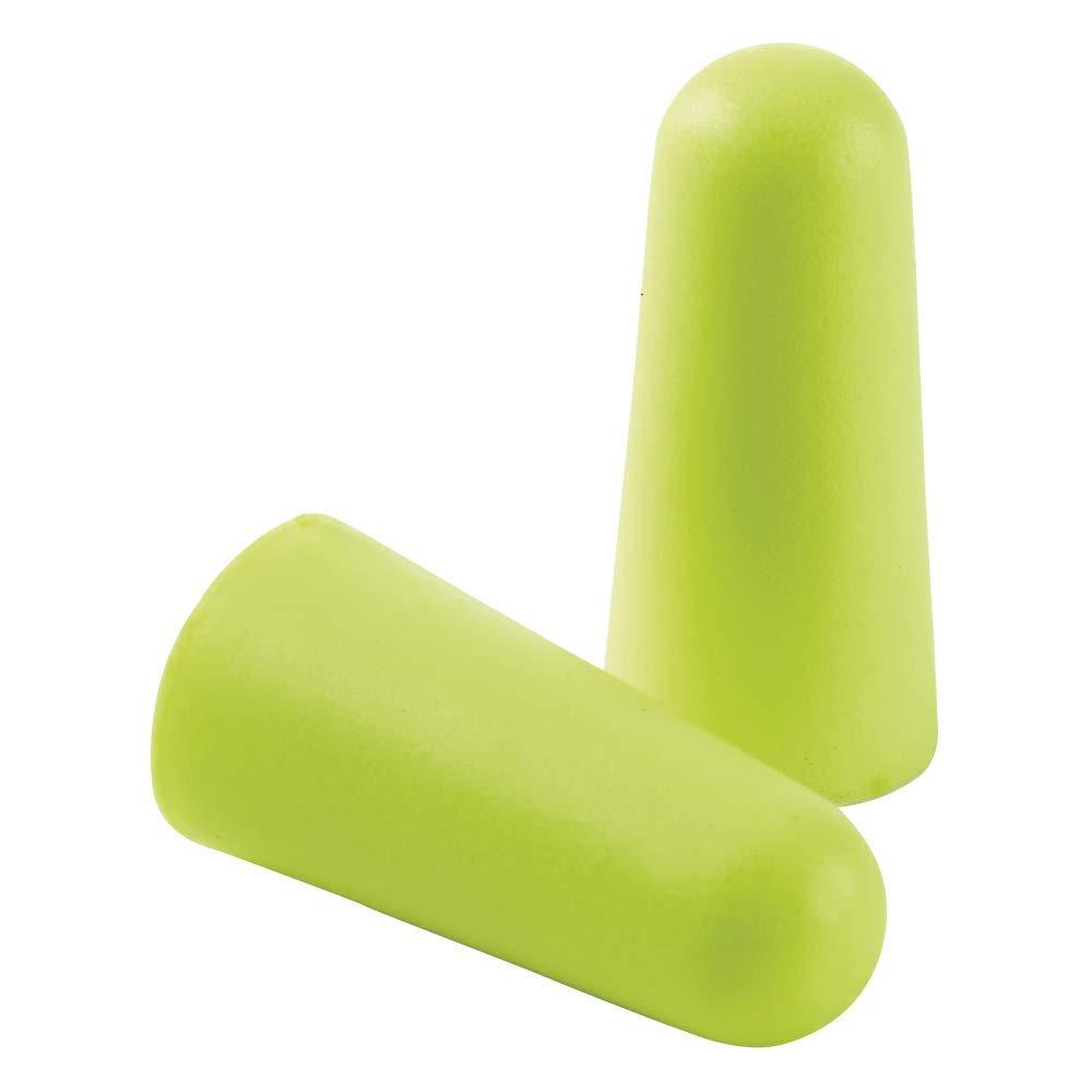 Sellstrom Pack of 500 Disposable, Uncorded, Foam Ear Plugs, 32db NRR, Bullet Shape, Hi-Vis Green