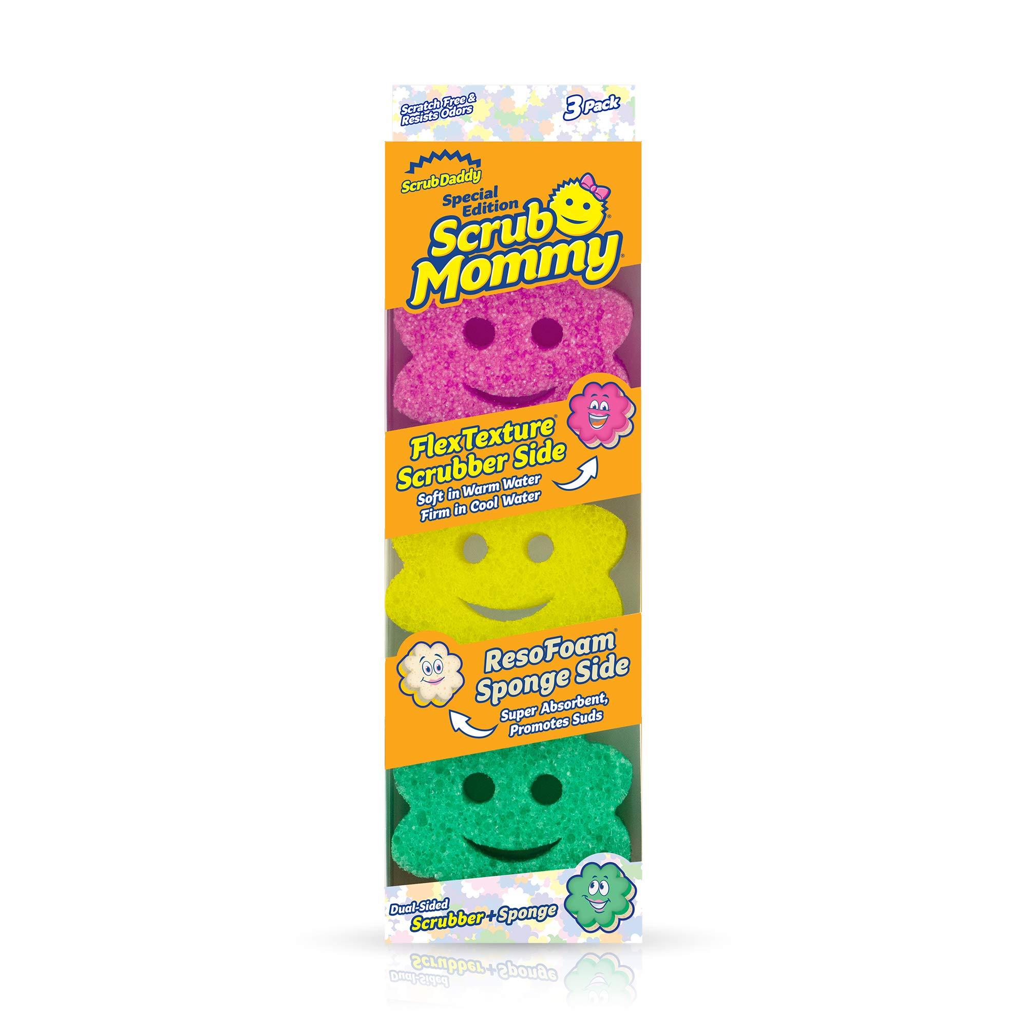 Scrub Daddy Scrub Daddy Sponge Set - Scrub Mommy Power Flower Dual- Sided Sponge and Scrubber - Non Scratch Sponge for Dishes and Home, Odor Resistant, Firm in Cold Water Soft in Warm , Multi-Surface 3 ct
