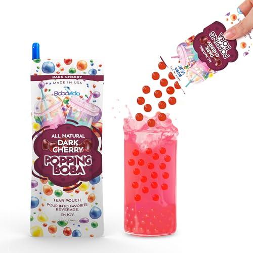 BOBAVIDA BOBAVIDA Dark Cherry Popping Boba - 10 Boba Packets with Straws for Drinks, Desserts & Food Toppings - Non-GMO Popping Boba Pearls