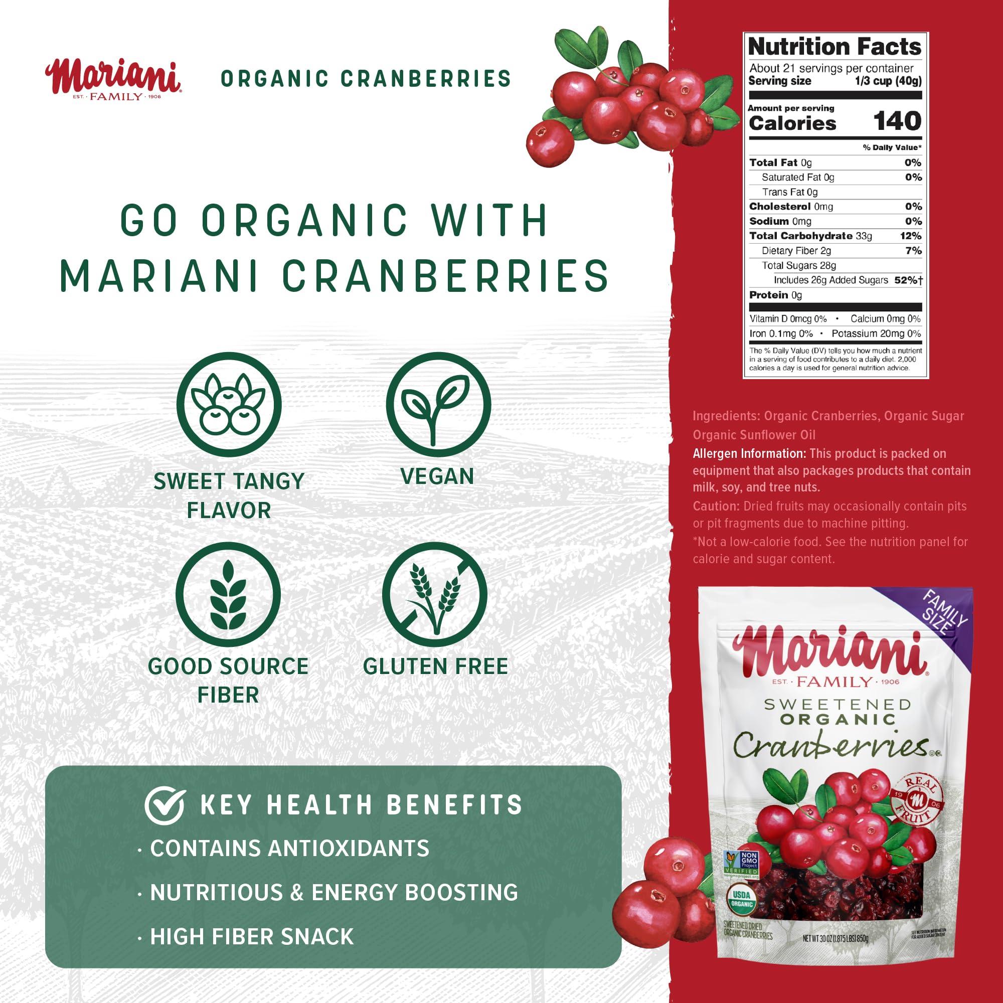 Organic by Mariani Mariani Organic Dried Cranberries, 30 oz