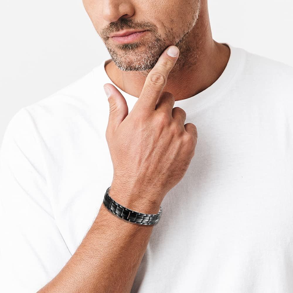 Feraco Feraco Copper Bracelet for Men 4 Elements Magnetic Bracelets Elegant 99.99% Solid Copper Jewelry with Magnets