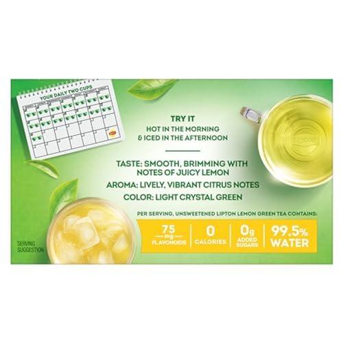 Lipton Lipton Lemon Green Tea Bags, Flavored, Unsweetened Teabags for Hot or Iced Tea with Caffeine and Flavonoids, 120 Total Bags (20ct - Pack of 6)