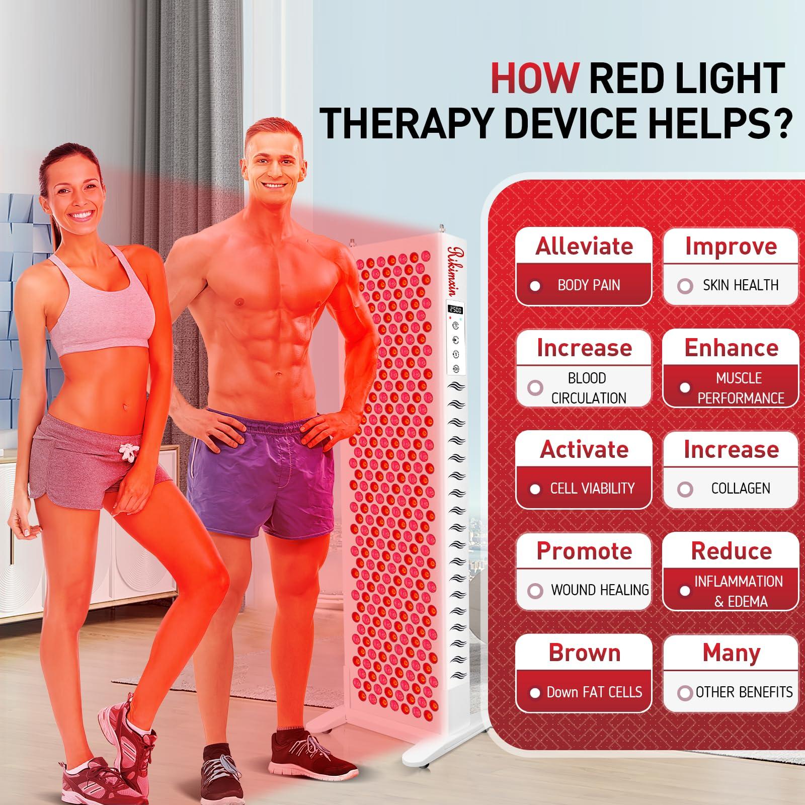 Rikimxin 300 LEDs Red Light Therapy Devices, Red 660nm and 850nm Near Infrared Light Therapy with Base Wheels, High Power Red Light Panel for Body Face Pain Relief, Recovery, Improve Sleep, Skin Health