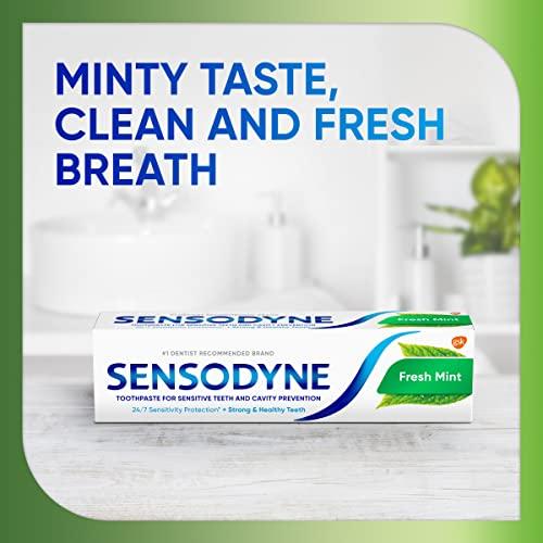 Sensodyne Sensodyne Fresh Mint Sensitive Toothpaste, Cavity Prevention and Sensitive Teeth Treatment - 4 Ounces (Pack of 3)