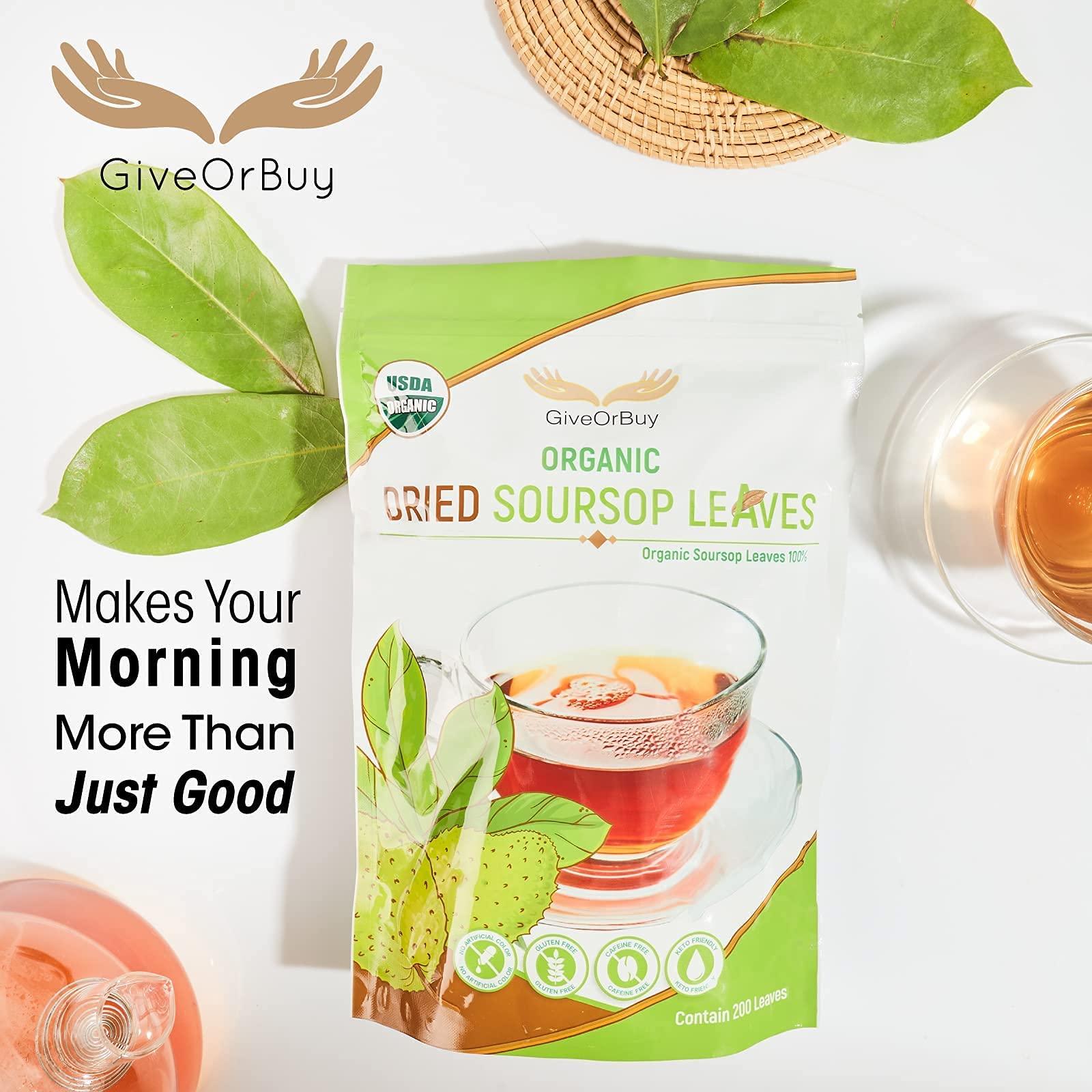 GIVEORBUY Butterfly Pea Flower 1.75 Oz Include Soursop Leaves USDA Organic (200 Leaves) Resealable Bag by GiveOrBuy