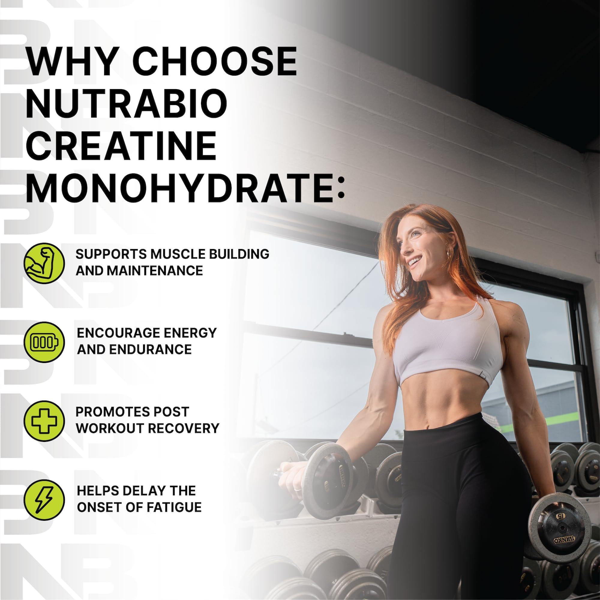 NutraBio NutraBio Pure Creatine Monohydrate Powder Supplement, Unflavored, (500g) - Supports Bulk Muscle Energy, Recovery, and Strength - for Men and Women