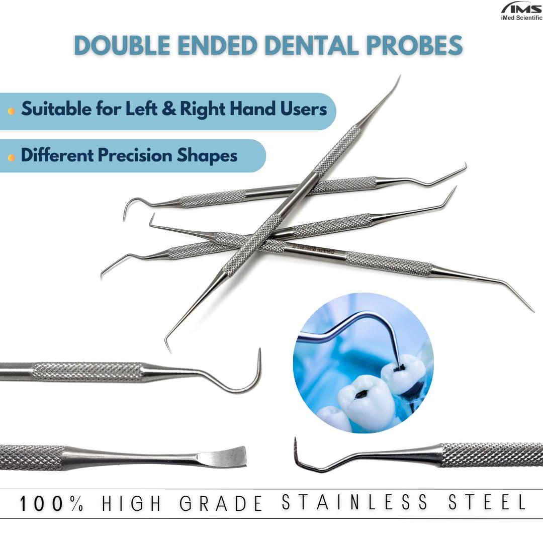 IMED SCIENTIFIC Professional Dental Tartar Scraper Tool Oral Picks to Remove Calculus from Teeth, Plaque Remover, Tooth Scraper for Oral Hygiene Care Made of Stainless Steel (17 Pcs Set)