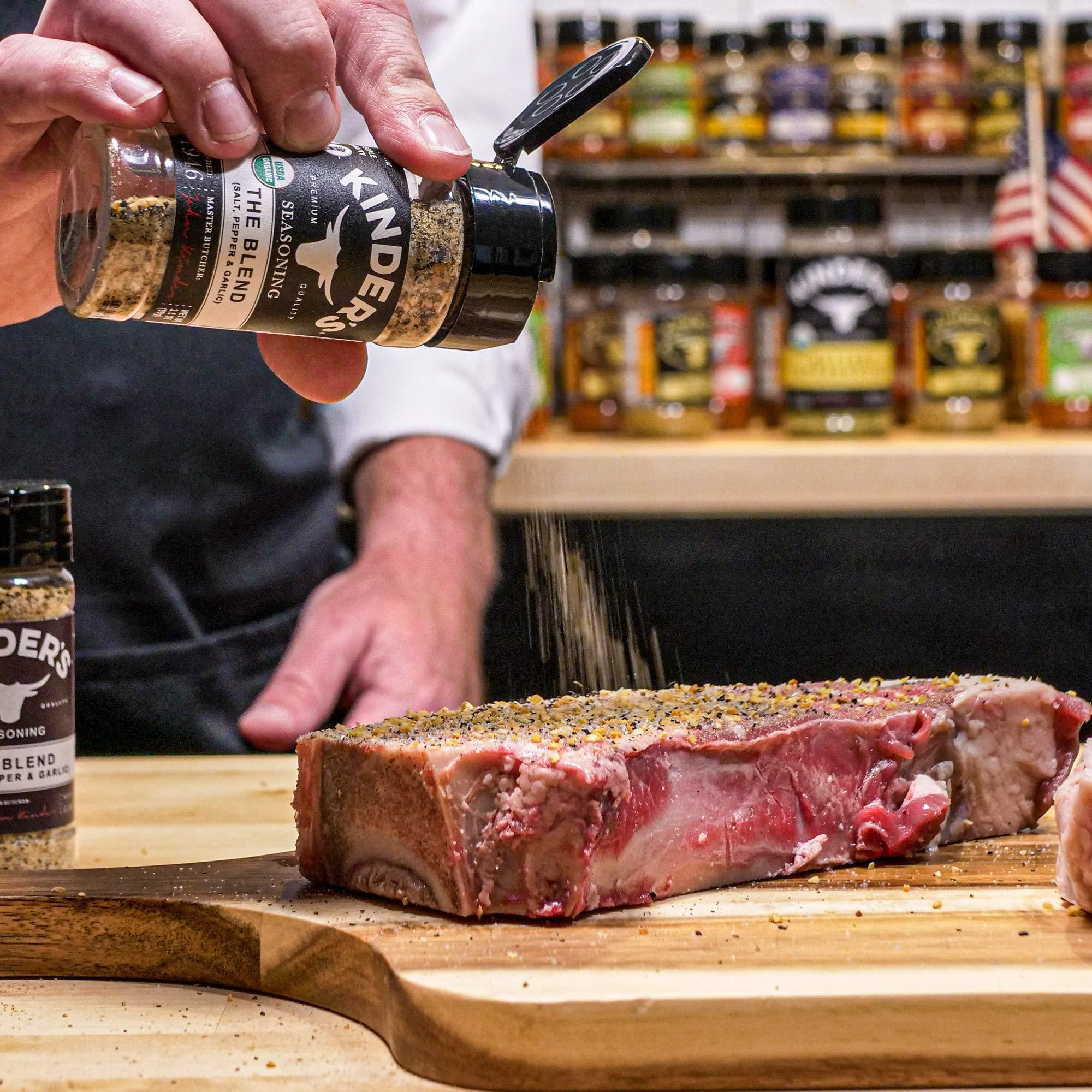 KINDER'S Kinder\'s Organic The Blend (Salt, Pepper and Garlic), Premium Quality Seasoning, MSG Free and USDA Certified Organic, 3.5oz