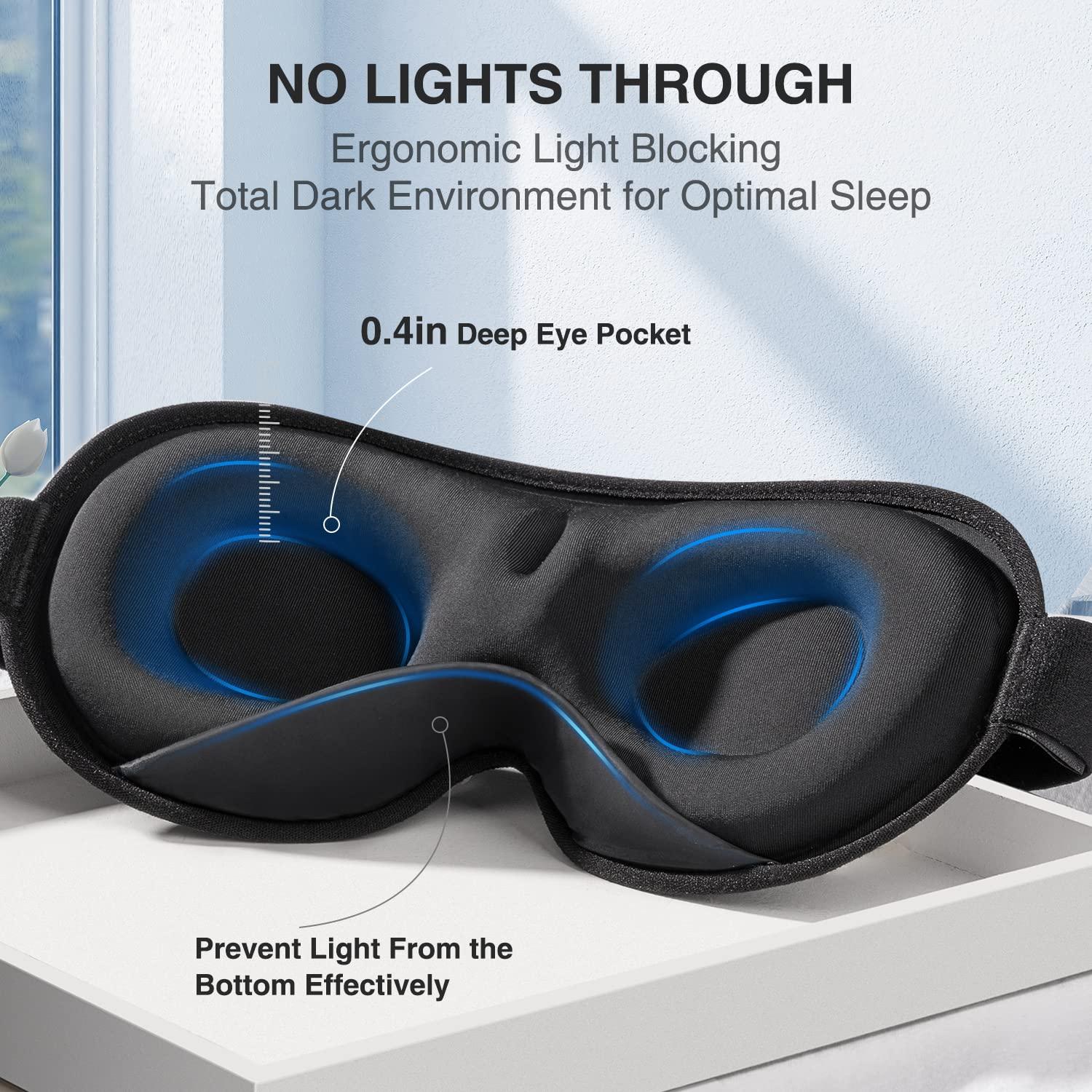 YFONG YFONG Weighted Sleep Mask, Women Men 3D Eye Mask Blocking Lights Sleeping Mask (4.2oz/120g), Pressure Relief Night Sleep Eye Mask with Adjustable Strap, Eye Cover Blindfold for Travel Nap Yoga, Blue