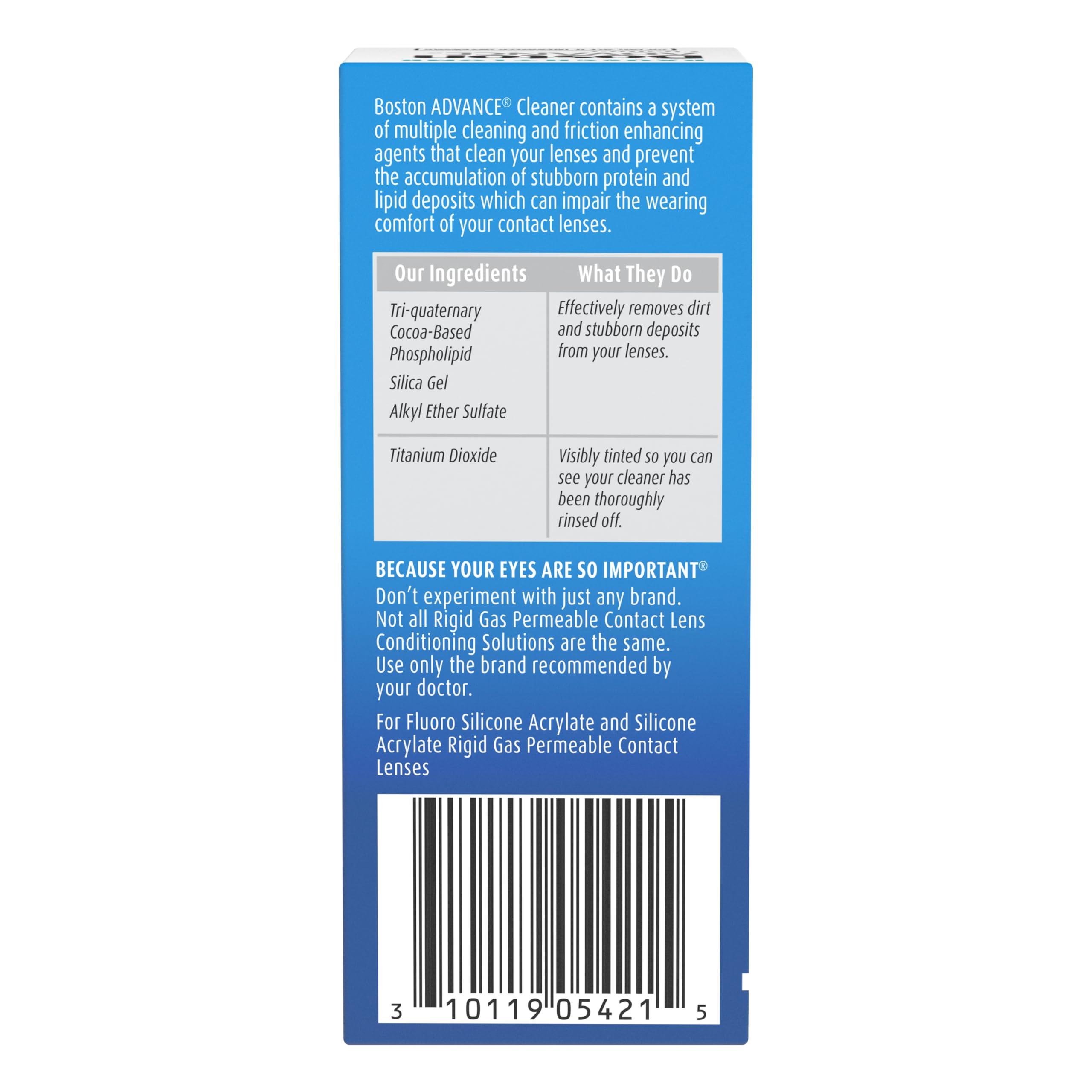 Boston Boston Advance Contact Lens Solution by Bausch+ Lomb, for Gas Permeable Contact Lenses, 1 Fl Oz (Packaging May Vary)