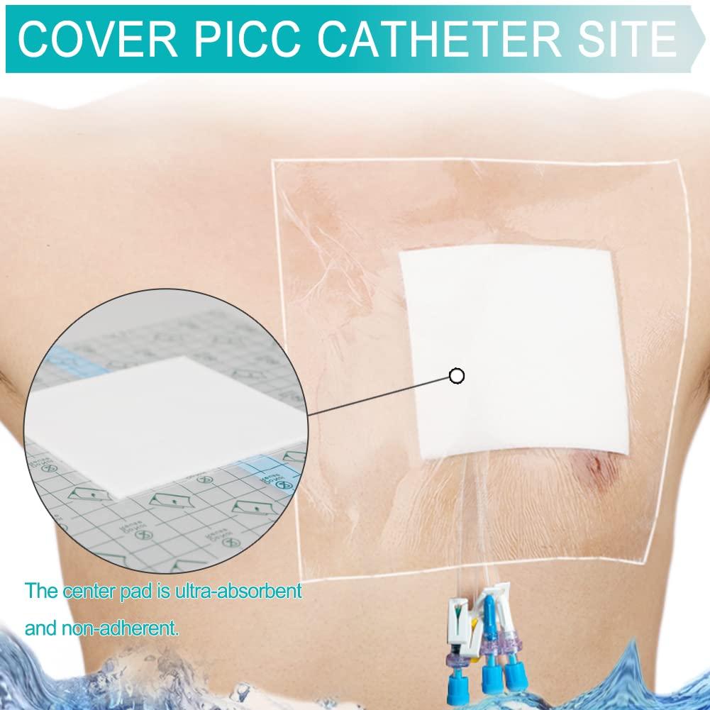 EaseToU EaseToU Waterproof Dialysis Catheter Shower Cover 8x8 - No Glue On The Center of The Patch, PD Peritoneal Dialysis Port Shower Protector Shield Island Bandage Dressing Patch Accessories (Pack of 25)