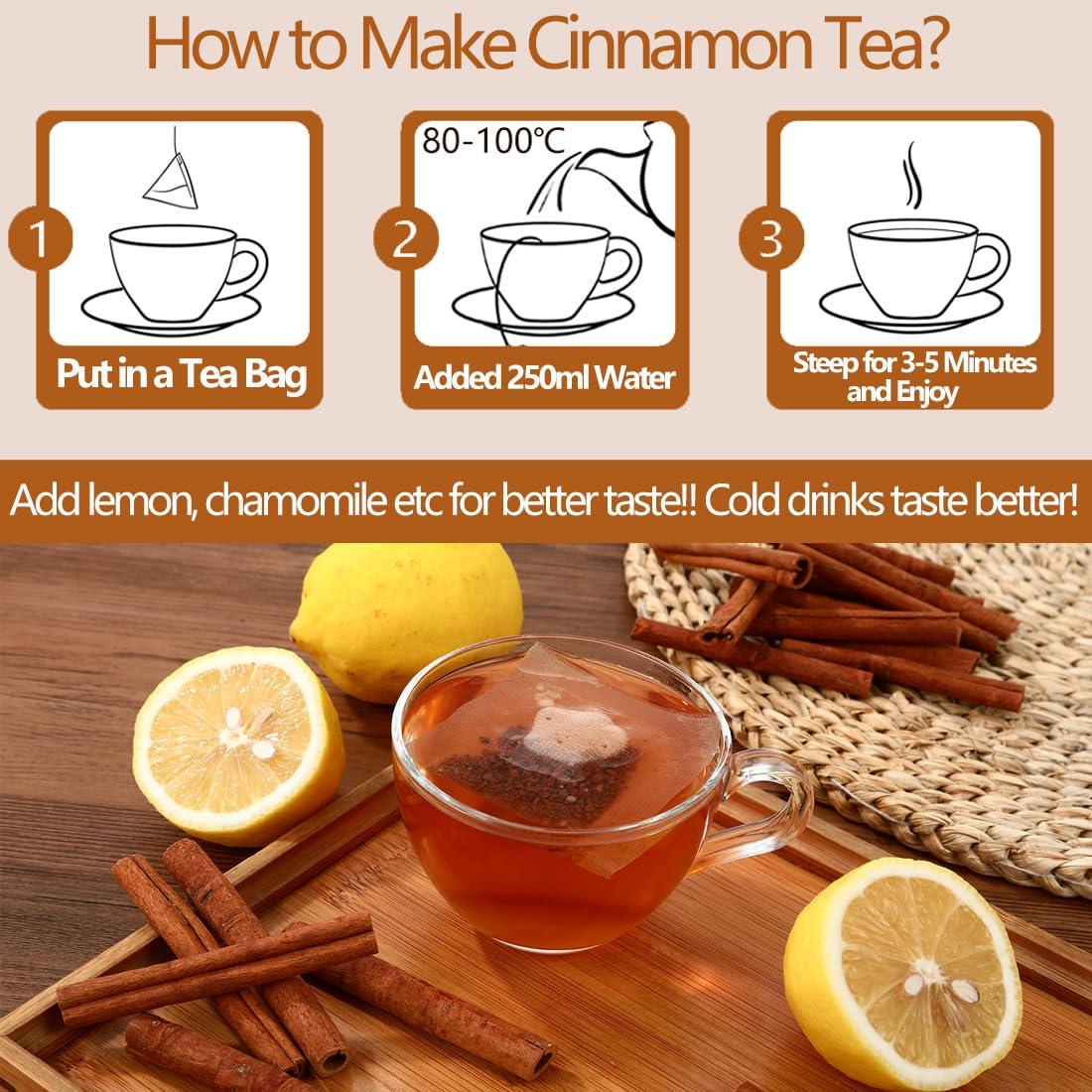 ULTHMOK Premium 100 Ceylon Cinnamon Tea Bags, Made with 100% Ceylon Cinnamon Sticks, No Additives & Caffeine Free.