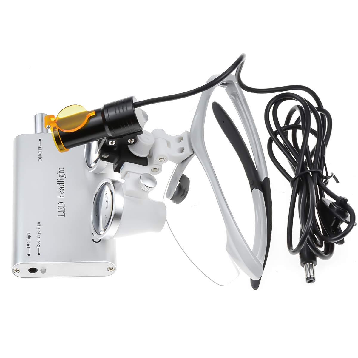 NSKI NSKI 2.5X Loupes Magnifer with 5W High Brightness LED Headlamp with Filter + Aluminum Box (Silver)