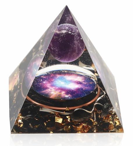 EternalOrgone EternalOrgone Orgone Pyramid Orgonite Healing Crystals Pyramid for Positive Energy with Obsidian Stones and Amethyst Crystal That Promotes Wealth, Prosperity and attracts Success (Black-2)