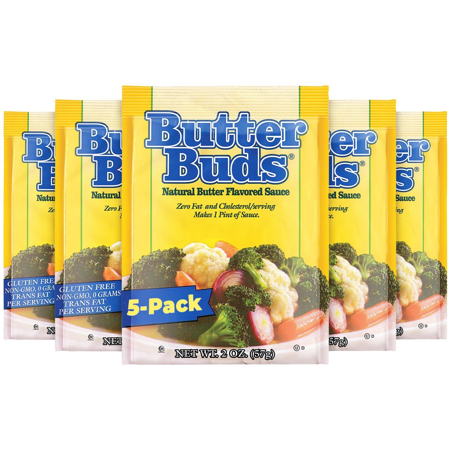 BUTTER BUDS Butter Buds Sauce Mix, 2 Oz (5-Pack) Non-GMO, Gluten-Free Natural Butter Flavored Sauce Made with Buttermilk, 0 Fat, 0 Cholesterol