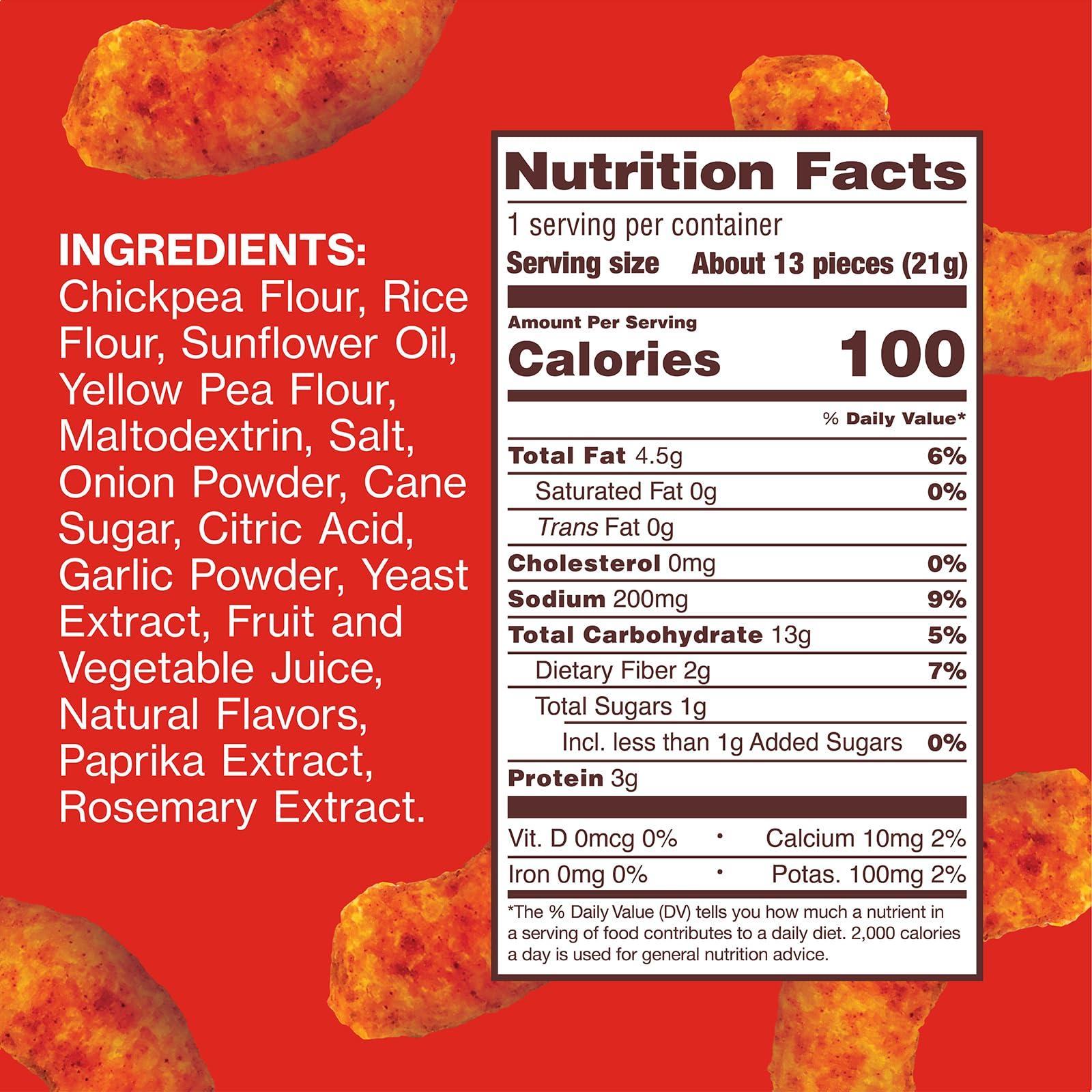 HIPPEAS Hippeas Chickpea Puffs, Flavor Blast: Blazin\' Hot, 0.75 Ounce (Pack of 18), 3g Protein, 2g Fiber, Vegan, Gluten-Free, Crunchy, Plant Protein Snacks