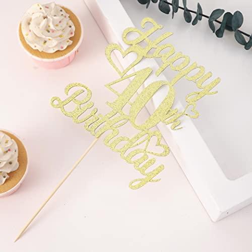 YOUAME YOUAME Happy 40th Birthday Cake Topper - Birthday Cake Topper Decorations, birthday Cake Smash photo booth props, Glitter cake decorating supplies.