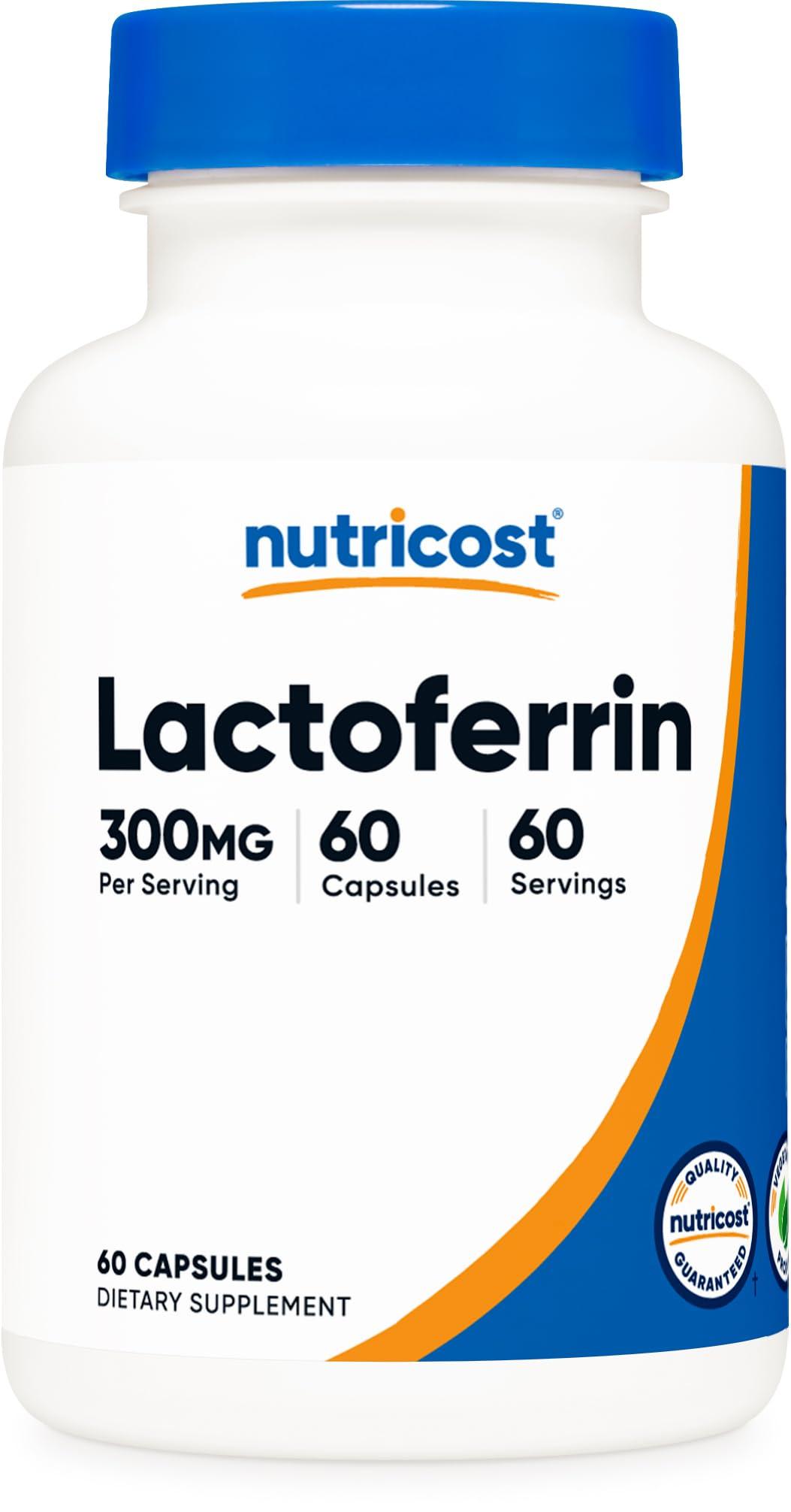 Nutricost Nutricost Lactoferrin Capsules (60 Capsules, 300mg) Third-Party Tested, Gluten-Free, Vegetarian, GMP Compliant, Non-GMO Product - 60 Servings